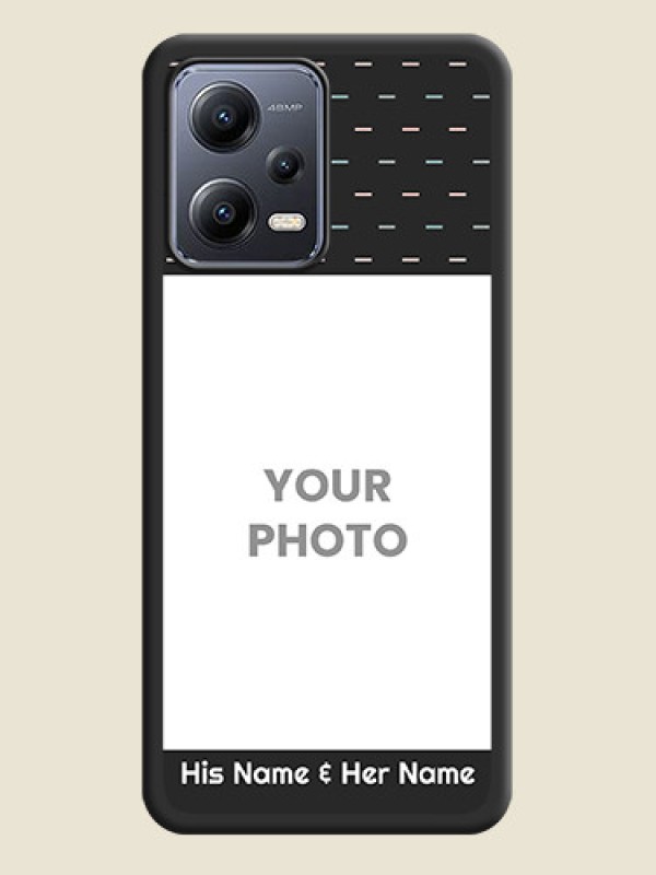 Custom Line Pattern Design with Text on Space Black Custom Soft Matte Phone Back Cover - Xiaomi Redmi Note 12 5G - alternate view