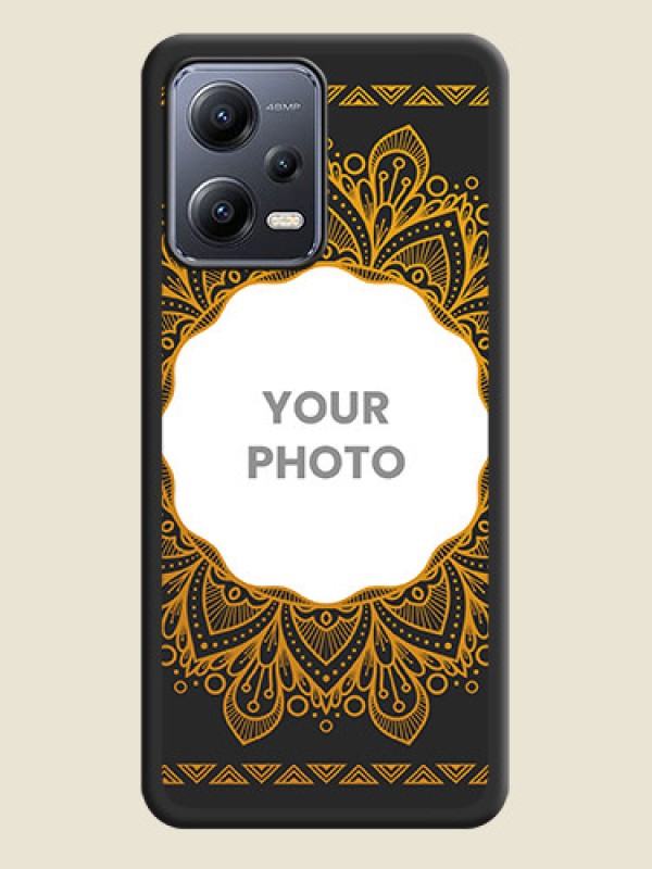 Custom Round Image with Floral Design on Photo on Space Black Soft Matte Mobile Cover - Xiaomi Redmi Note 12 5G - alternate view