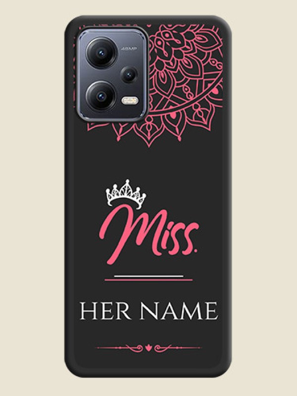 Custom Mrs Name with Floral Design on Space Black Personalized Soft Matte Phone Covers - Xiaomi Redmi Note 12 5G - alternate view