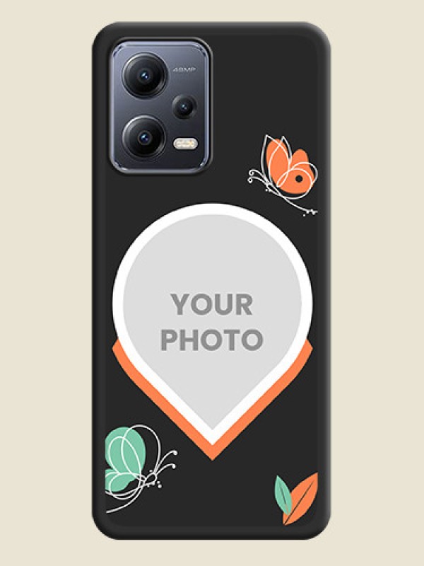 Custom Upload Pic With Simple Butterly Design On Space Black Personalized Soft Matte Phone Covers -Xiaomi Redmi Note 12 5G - alternate view