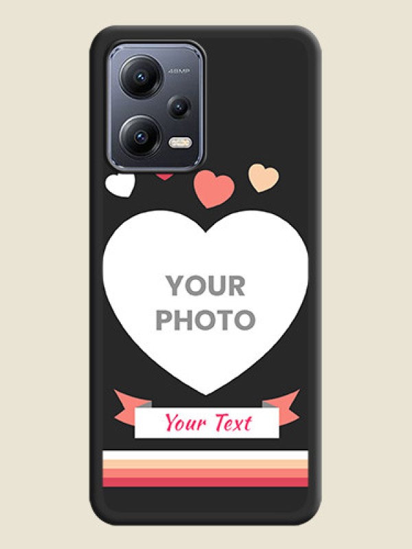 Custom Love Shaped Photo with Colorful Stripes on Personalised Space Black Soft Matte Cases - Xiaomi Redmi Note 12 Pro 5G - alternate view