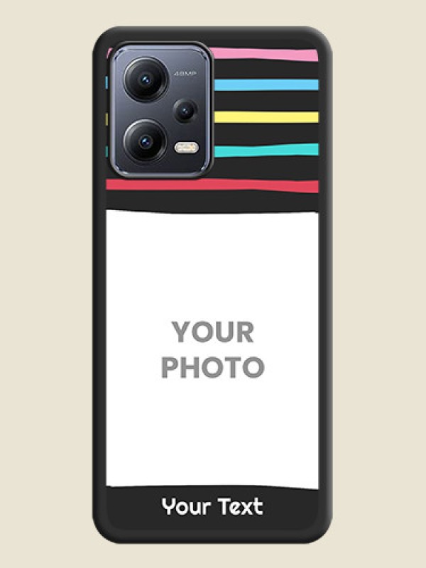 Custom Multicolor Lines with Image on Space Black Personalized Soft Matte Phone Covers - Xiaomi Redmi Note 12 Pro 5G - alternate view