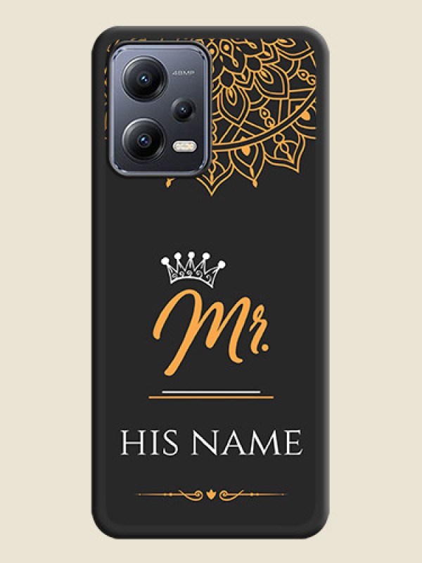 Custom Mr Name with Floral Design  on Personalised Space Black Soft Matte Cases - Xiaomi Redmi Note 12 Pro 5G - alternate view