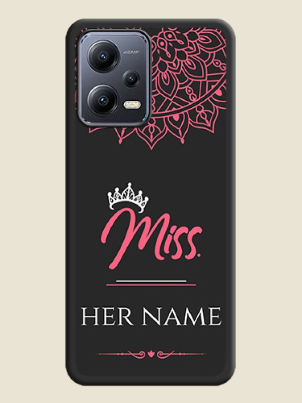 Custom Mrs Name with Floral Design on Space Black Personalized Soft Matte Phone Covers - Xiaomi Redmi Note 12 Pro 5G - alternate view