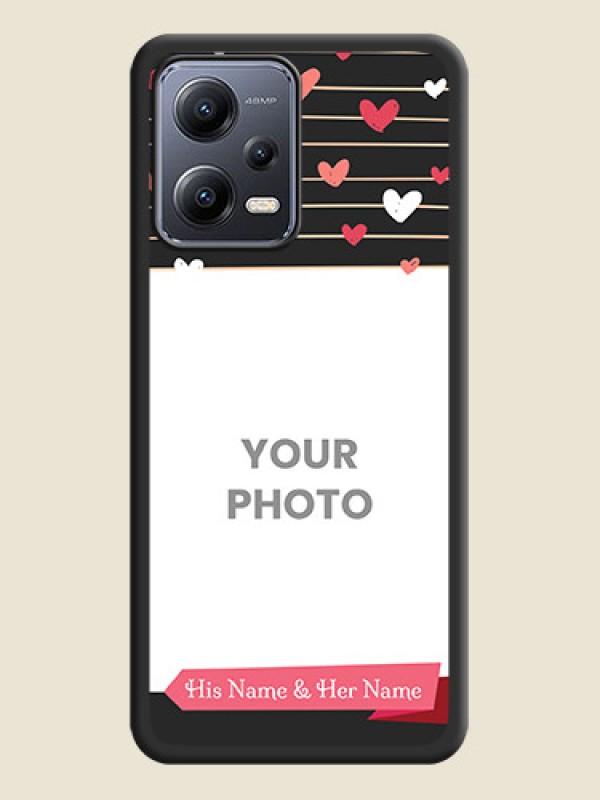 Custom Love Pattern with Name on Pink Ribbon  on Photo on Space Black Soft Matte Back Cover - Xiaomi Redmi Note 12 Pro Plus 5G - alternate view