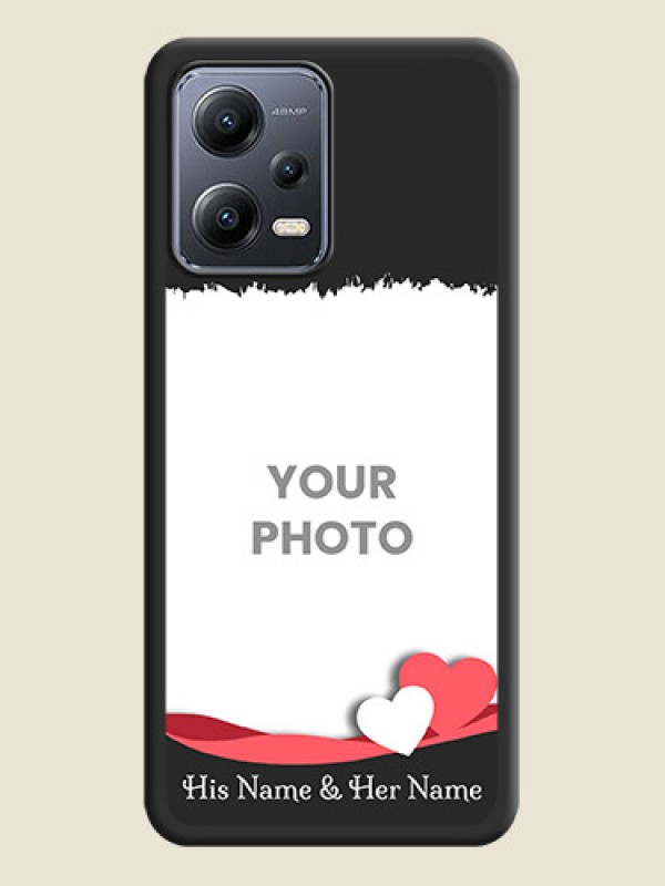 Custom Pin Color Love Shaped Ribbon Design with Text on Space Black Custom Soft Matte Phone Back Cover - Xiaomi Redmi Note 12 Pro Plus 5G - alternate view