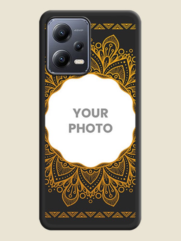 Custom Round Image with Floral Design on Photo on Space Black Soft Matte Mobile Cover - Xiaomi Redmi Note 12 Pro Plus 5G - alternate view