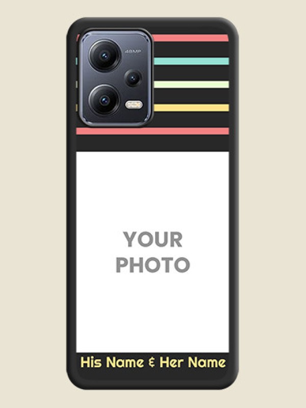 Custom Color Stripes with Photo and Text on Photo on Space Black Soft Matte Mobile Case - Xiaomi Redmi Note 12 Pro Plus 5G - alternate view