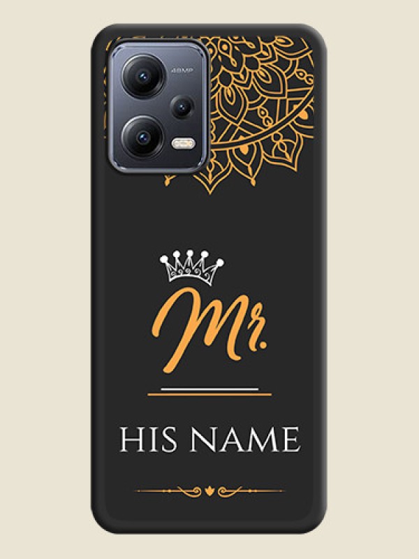 Custom Mr Name with Floral Design  on Personalised Space Black Soft Matte Cases - Xiaomi Redmi Note 12 Pro Plus 5G - alternate view