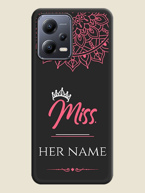 Custom Mrs Name with Floral Design on Space Black Personalized Soft Matte Phone Covers - Xiaomi Redmi Note 12 Pro Plus 5G - alternate view