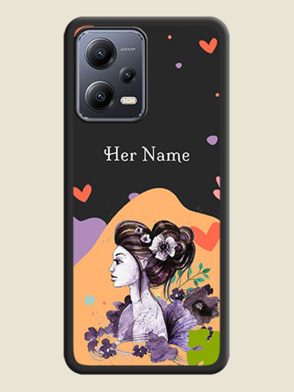 Custom Namecase For Her With Fancy Lady Image On Space Black Personalized Soft Matte Phone Covers -Xiaomi Redmi Note 12 Pro Plus 5G - alternate view
