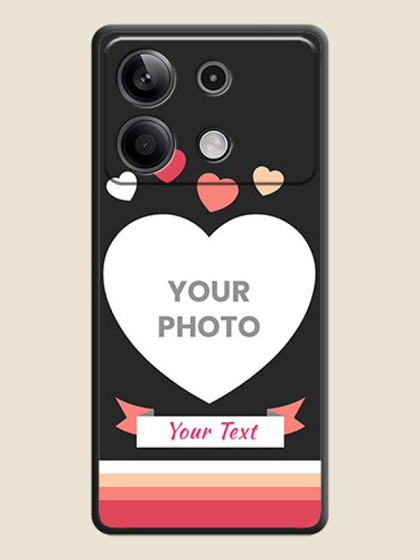 Custom Love Shaped Photo with Colorful Stripes on Personalised Space Black Soft Matte Cases - Redmi Note 13 5G - alternate view