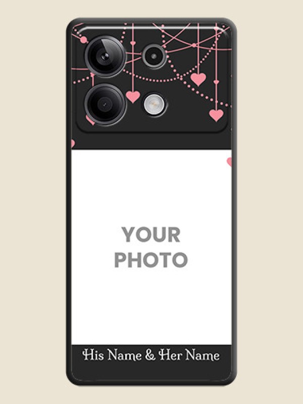 Custom Pink Love Hangings with Text on Space Black Custom Soft Matte Back Cover - Redmi Note 13 5G - alternate view