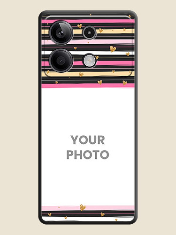 Custom Multicolor Lines and Golden Love Symbols Design - Photo on Space Black Soft Matte Mobile Cover - Redmi Note 13 5G - alternate view