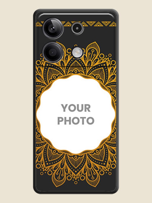 Custom Round Image with Floral Design - Photo on Space Black Soft Matte Mobile Cover - Redmi Note 13 5G - alternate view