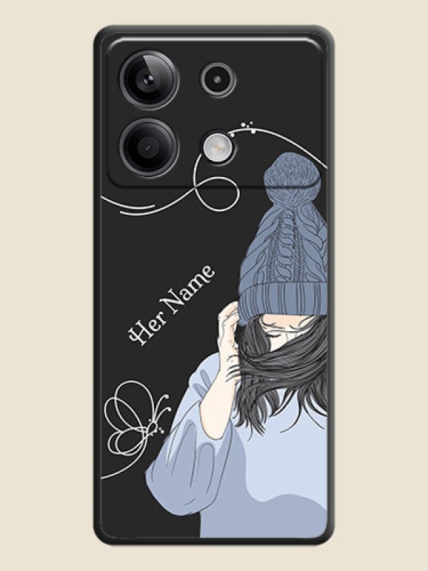 Custom Girl With Blue Winter Outfiit Custom Text Design On Space Black Personalized Soft Matte Phone Covers - Redmi Note 13 5G - alternate view