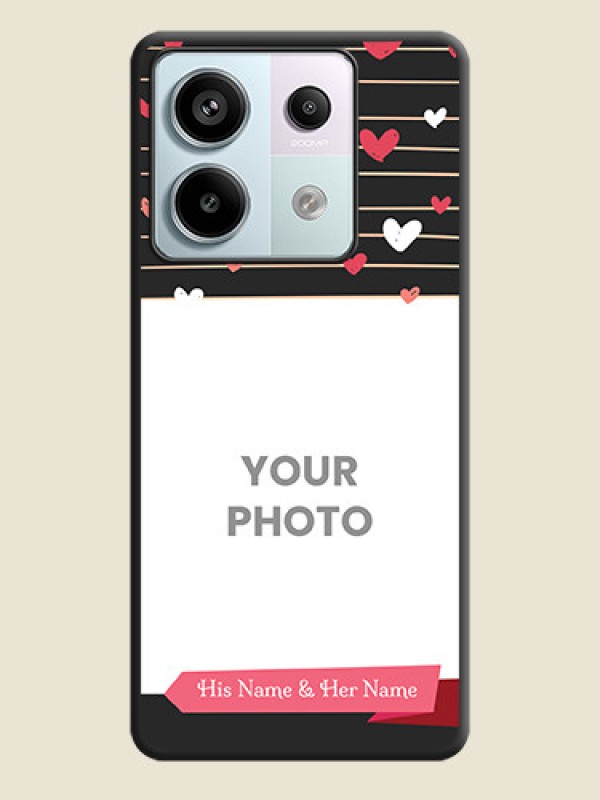 Custom Love Pattern with Name on Pink Ribbon - Photo on Space Black Soft Matte Back Cover - Redmi Note 13 Pro 5G - alternate view