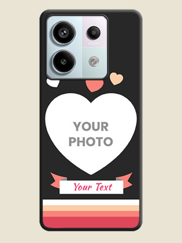 Custom Love Shaped Photo with Colorful Stripes on Personalised Space Black Soft Matte Cases - Redmi Note 13 Pro 5G - alternate view