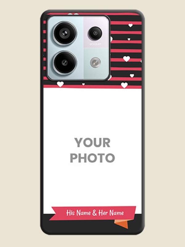 Custom White Color Love Symbols with Pink Lines Pattern on Space Black Custom Soft Matte Phone Cases - Redmi Note 13 Pro 5G - alternate view