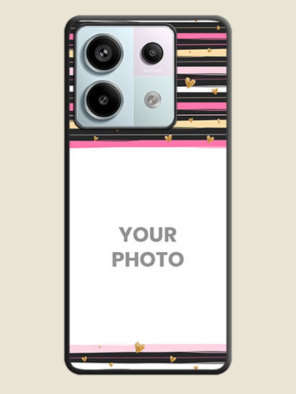 Custom Multicolor Lines and Golden Love Symbols Design - Photo on Space Black Soft Matte Mobile Cover - Redmi Note 13 Pro 5G - alternate view