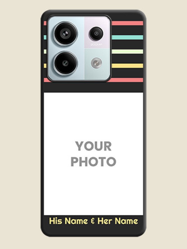 Custom Color Stripes with Photo and Text - Photo on Space Black Soft Matte Mobile Case - Redmi Note 13 Pro 5G - alternate view