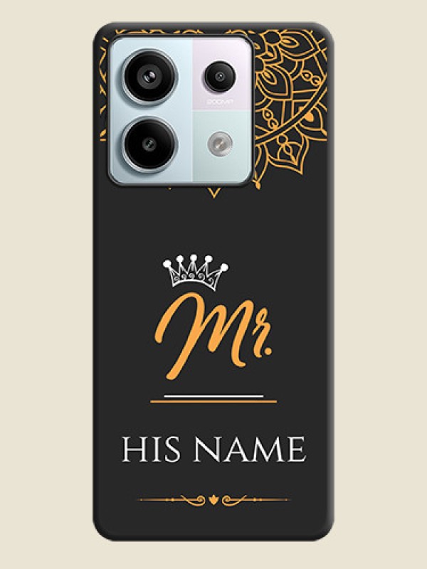 Custom Mr Name with Floral Design on Personalised Space Black Soft Matte Cases - Redmi Note 13 Pro 5G - alternate view