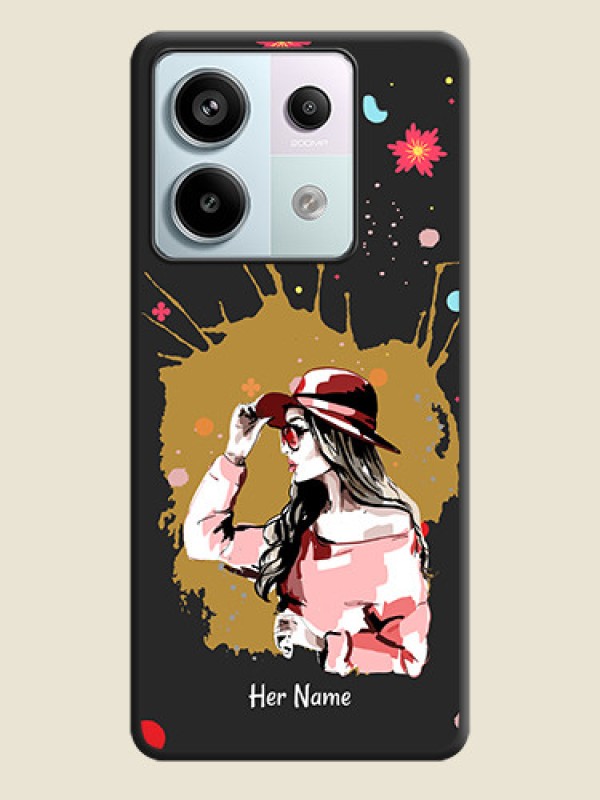 Custom Mordern Lady With Color Splash Background With Custom Text On Space Black Personalized Soft Matte Phone Covers - Redmi Note 13 Pro 5G - alternate view