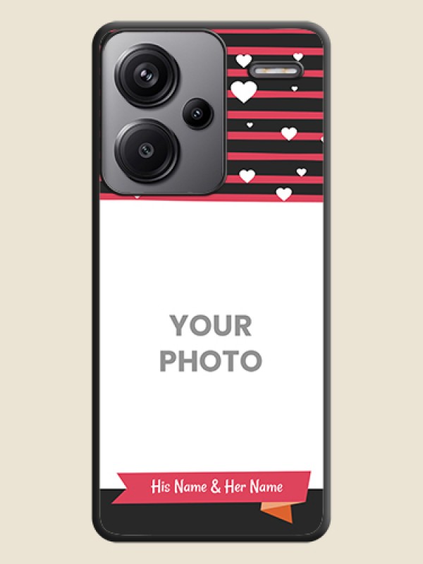 Custom White Color Love Symbols with Pink Lines Pattern On Space Black Custom Soft Matte Mobile Back Cover - Redmi Note 13 Pro Plus 5G - alternate view