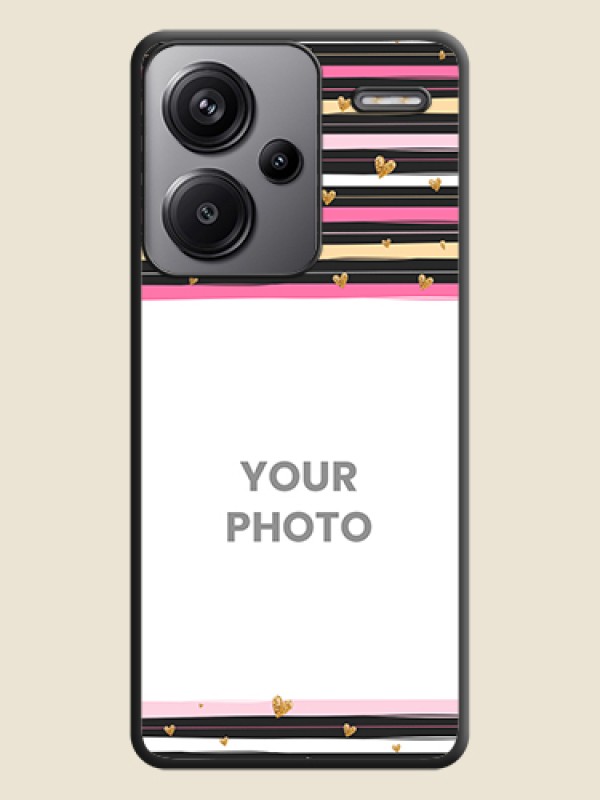 Custom Multicolor Lines and Golden Love Symbols Design on Photo On Space Black Custom Soft Matte Mobile Back Cover - Redmi Note 13 Pro Plus 5G - alternate view