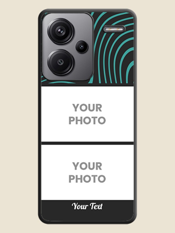 Custom Wave Pattern with 2 Image Holder On Space Black Custom Soft Matte Mobile Back Cover - Redmi Note 13 Pro Plus 5G - alternate view