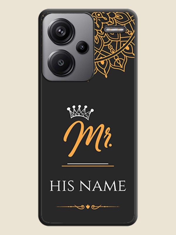 Custom Mr Name with Floral Design On Space Black Custom Soft Matte Mobile Back Cover - Redmi Note 13 Pro Plus 5G - alternate view