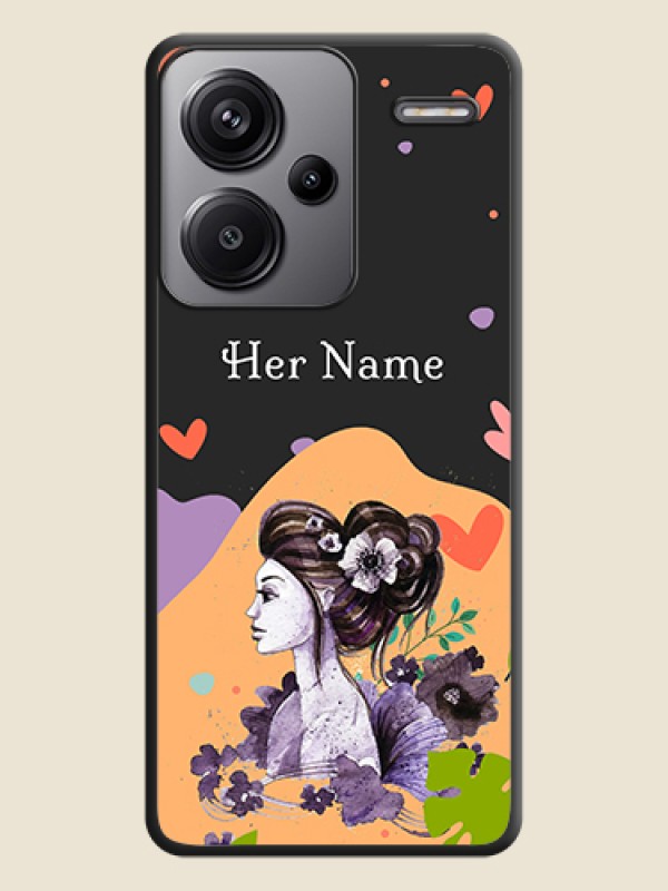 Custom Namecase For Her With Fancy Lady Image On Space Black Custom Soft Matte Mobile Back Cover - Redmi Note 13 Pro Plus 5G - alternate view
