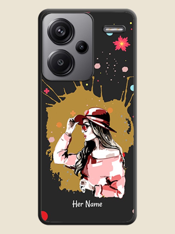 Custom Mordern Lady With Color Splash Background With Custom Text On Space Black Custom Soft Matte Mobile Back Cover - Redmi Note 13 Pro Plus 5G - alternate view