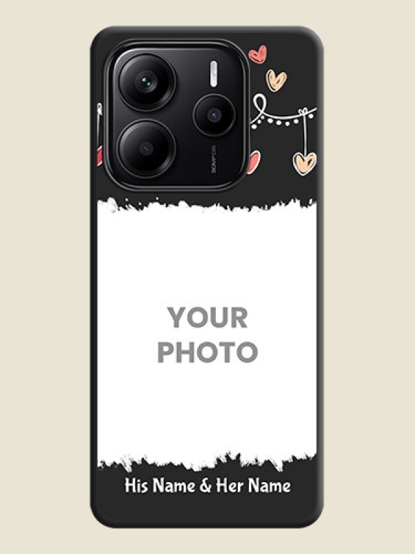 Custom Pink Love Hangings with Name On Space Black Custom Soft Matte Mobile Back Cover - Redmi Note 14 5G - alternate view