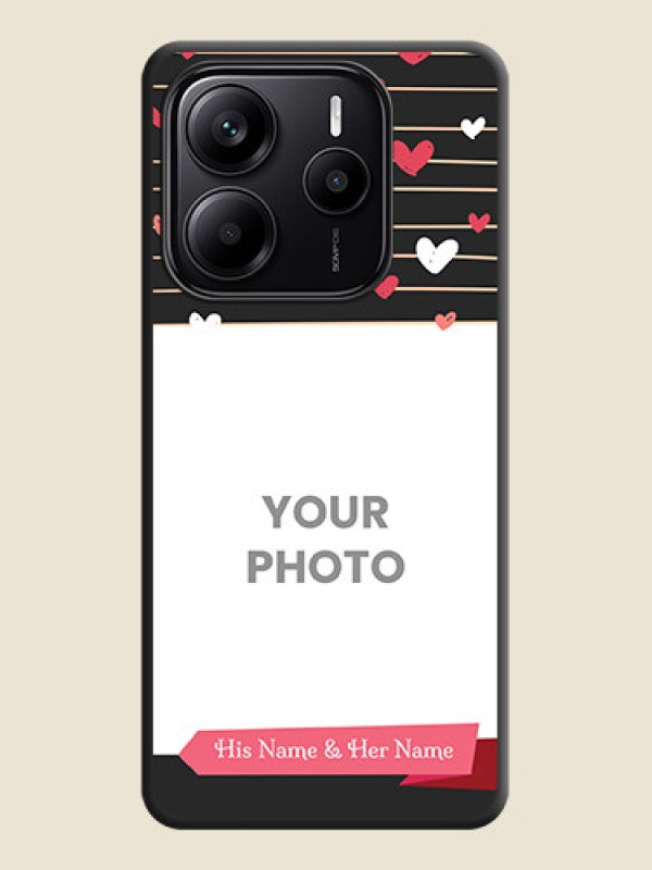 Custom Love Pattern with Name on Pink Ribbon on Photo On Space Black Custom Soft Matte Mobile Back Cover - Redmi Note 14 5G - alternate view