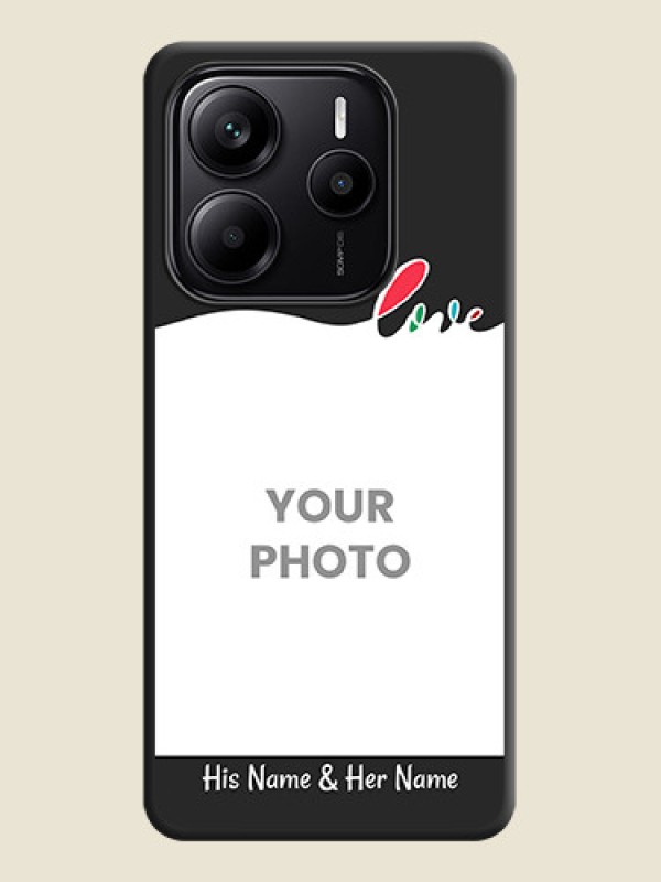 Custom Fall in Love Pattern with Picture on Photo On Space Black Custom Soft Matte Mobile Back Cover - Redmi Note 14 5G - alternate view