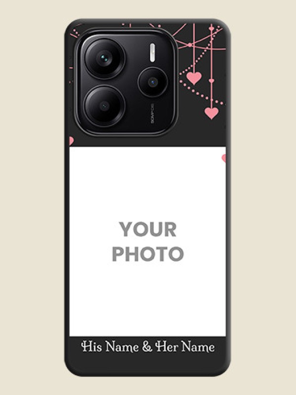 Custom Pink Love Hangings with Text On Space Black Custom Soft Matte Mobile Back Cover - Redmi Note 14 5G - alternate view