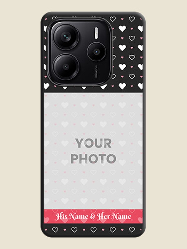 Custom White Color Love Symbols with Text Design on Photo On Space Black Custom Soft Matte Mobile Back Cover - Redmi Note 14 5G - alternate view