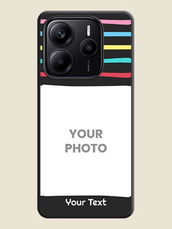 Custom Multicolor Lines with Image On Space Black Custom Soft Matte Mobile Back Cover - Redmi Note 14 5G - alternate view