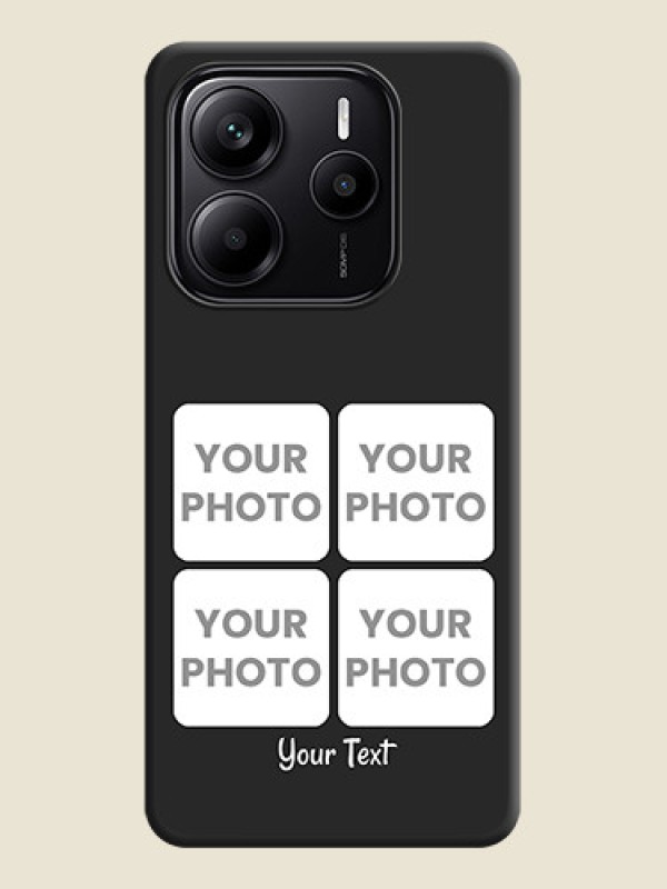 Custom Floral Art with 6 Image Holder on Photo On Space Black Custom Soft Matte Mobile Back Cover - Redmi Note 14 5G - alternate view