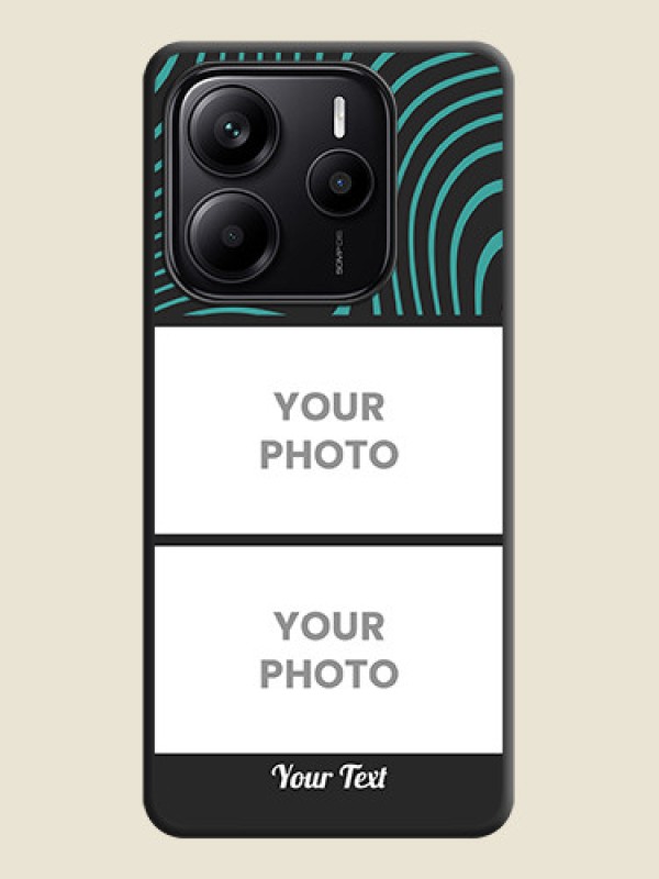 Custom Wave Pattern with 2 Image Holder On Space Black Custom Soft Matte Mobile Back Cover - Redmi Note 14 5G - alternate view