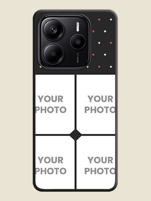 Custom Multicolor Dotted Pattern with 4 Image Holder On Space Black Custom Soft Matte Mobile Back Cover - Redmi Note 14 5G - alternate view