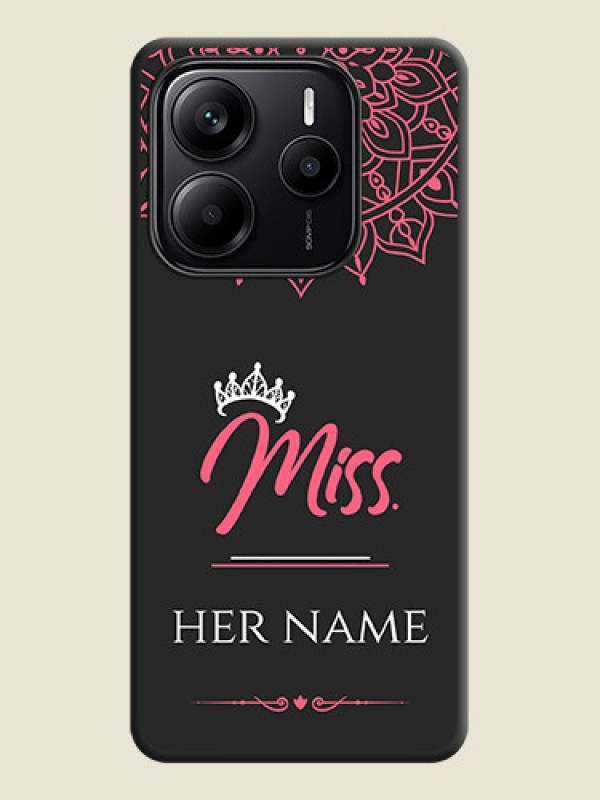 Custom Mrs Name with Floral Design On Space Black Custom Soft Matte Mobile Back Cover - Redmi Note 14 5G - alternate view