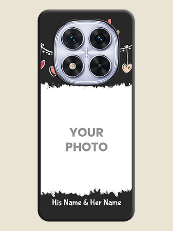 Custom Pink Love Hangings with Name On Space Black Custom Soft Matte Mobile Back Cover - Redmi Note 14 Pro 5G - alternate view