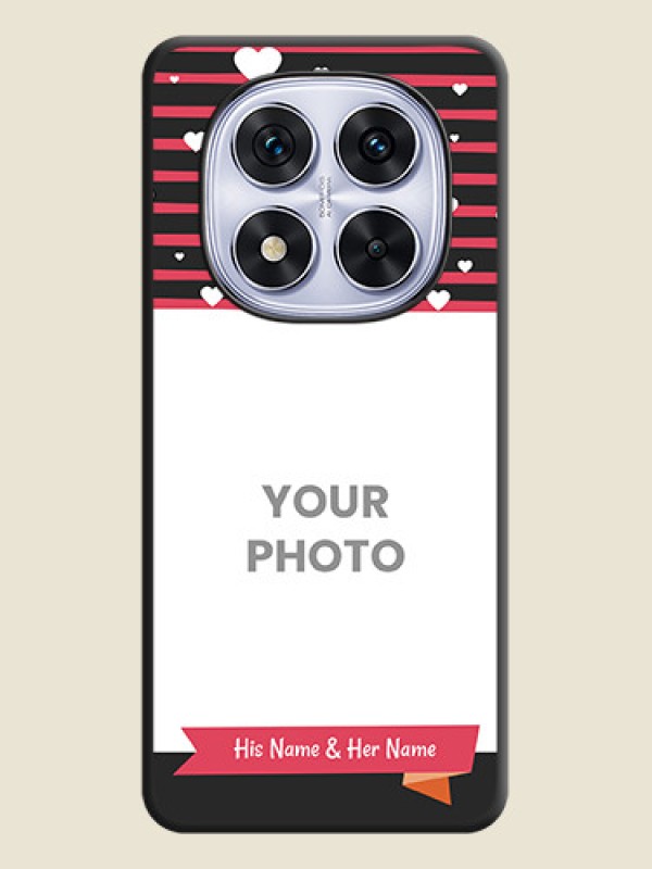 Custom White Color Love Symbols with Pink Lines Pattern On Space Black Custom Soft Matte Mobile Back Cover - Redmi Note 14 Pro 5G - alternate view