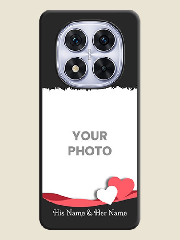 Custom Pin Color Love Shaped Ribbon Design with Text On Space Black Custom Soft Matte Mobile Back Cover - Redmi Note 14 Pro 5G - alternate view