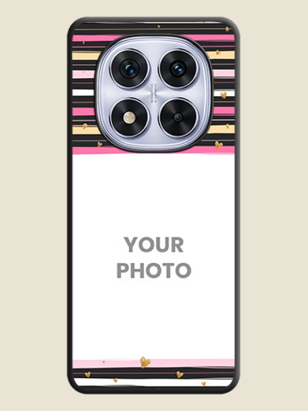 Custom Multicolor Lines and Golden Love Symbols Design on Photo On Space Black Custom Soft Matte Mobile Back Cover - Redmi Note 14 Pro 5G - alternate view