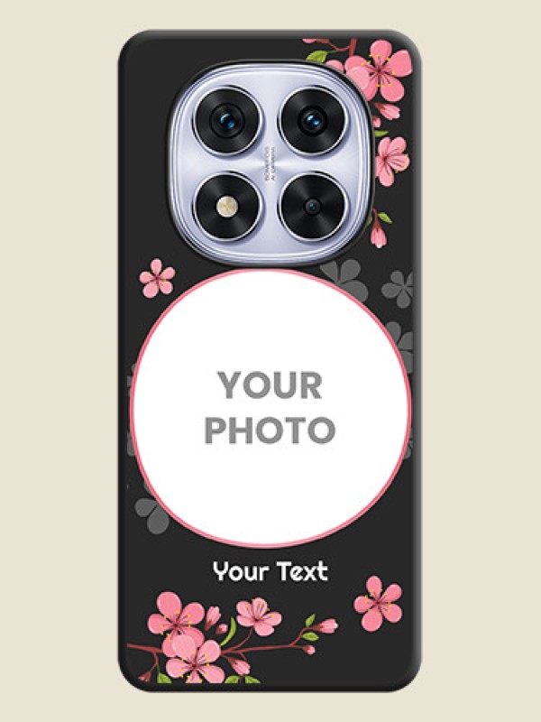Custom Round Image with Pink Color Floral Design on Photo On Space Black Custom Soft Matte Mobile Back Cover - Redmi Note 14 Pro 5G - alternate view