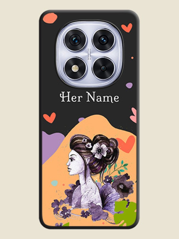 Custom Namecase For Her With Fancy Lady Image On Space Black Custom Soft Matte Mobile Back Cover - Redmi Note 14 Pro 5G - alternate view