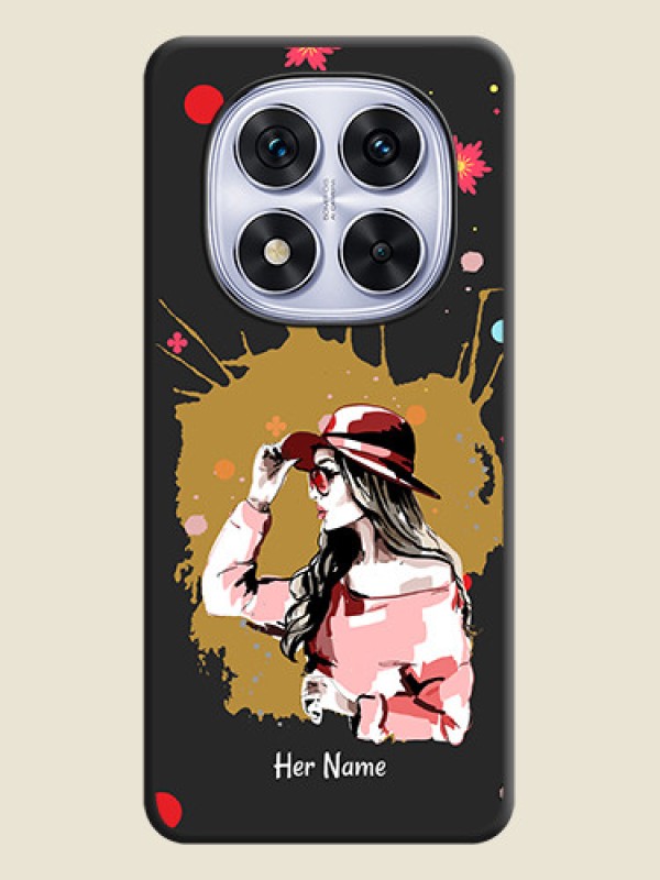 Custom Mordern Lady With Color Splash Background With Custom Text On Space Black Custom Soft Matte Mobile Back Cover - Redmi Note 14 Pro 5G - alternate view